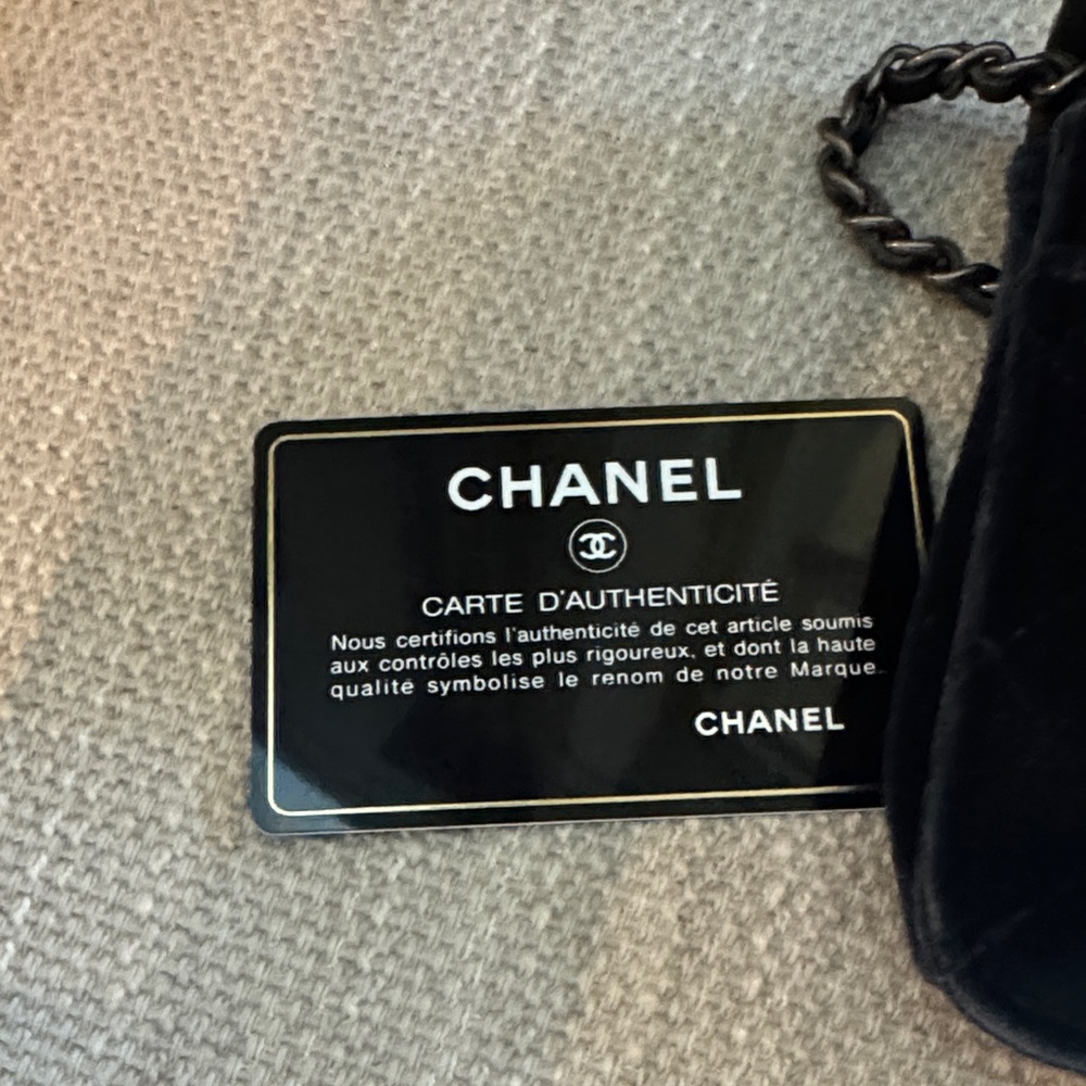 CHANEL Navy velvet boy bag. Crossbody Bag+Vintage - Picture 8 of 11